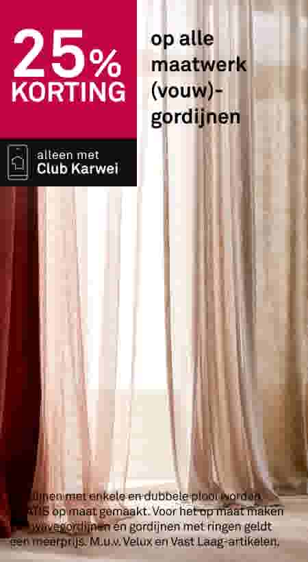25% korting op alle maatwerk (vouw)-gordijnen