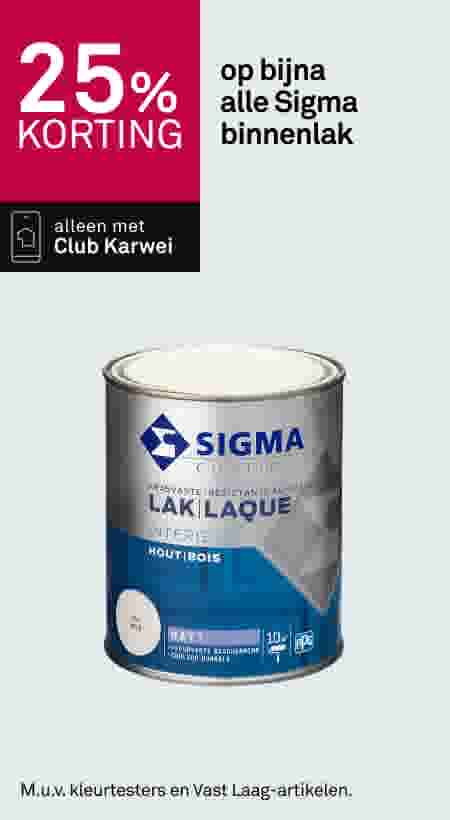 25% korting op bijna alle Sigma binnenlak