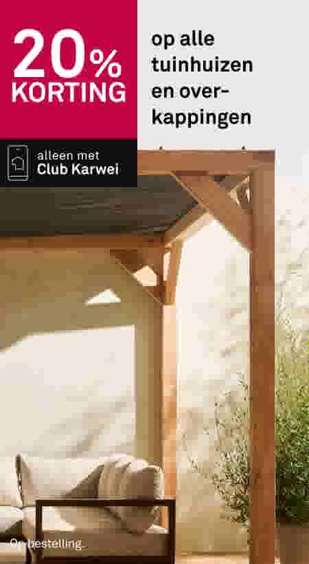 20% korting op alle tuinhuizen en overkappingen