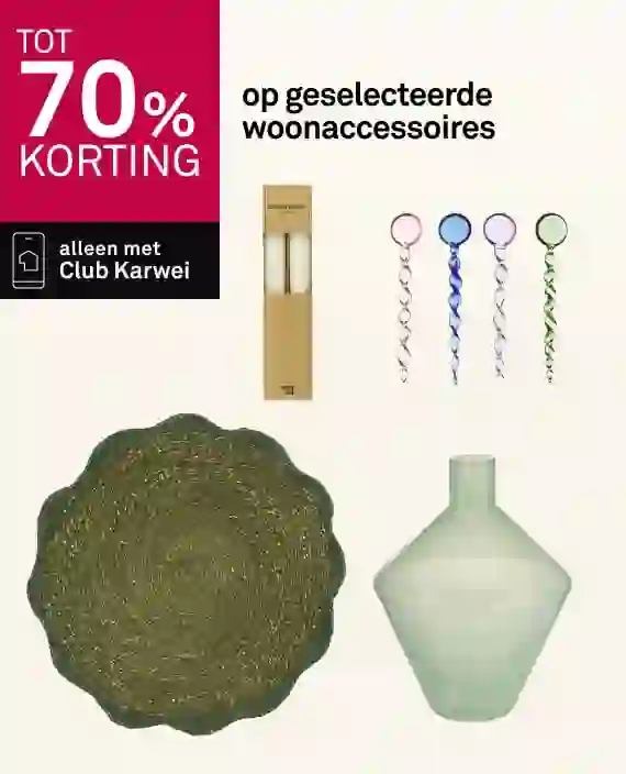 Tot 70% korting op geselecteerde woonaccessoires