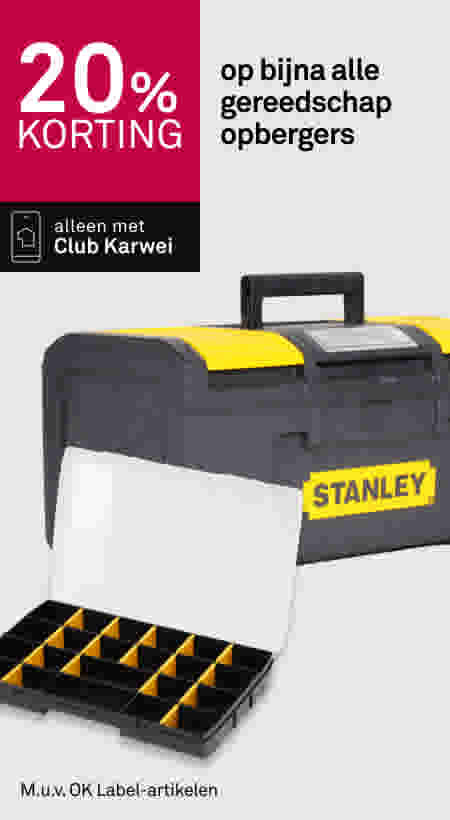 20% korting op bijna alle gereedschap opbergers