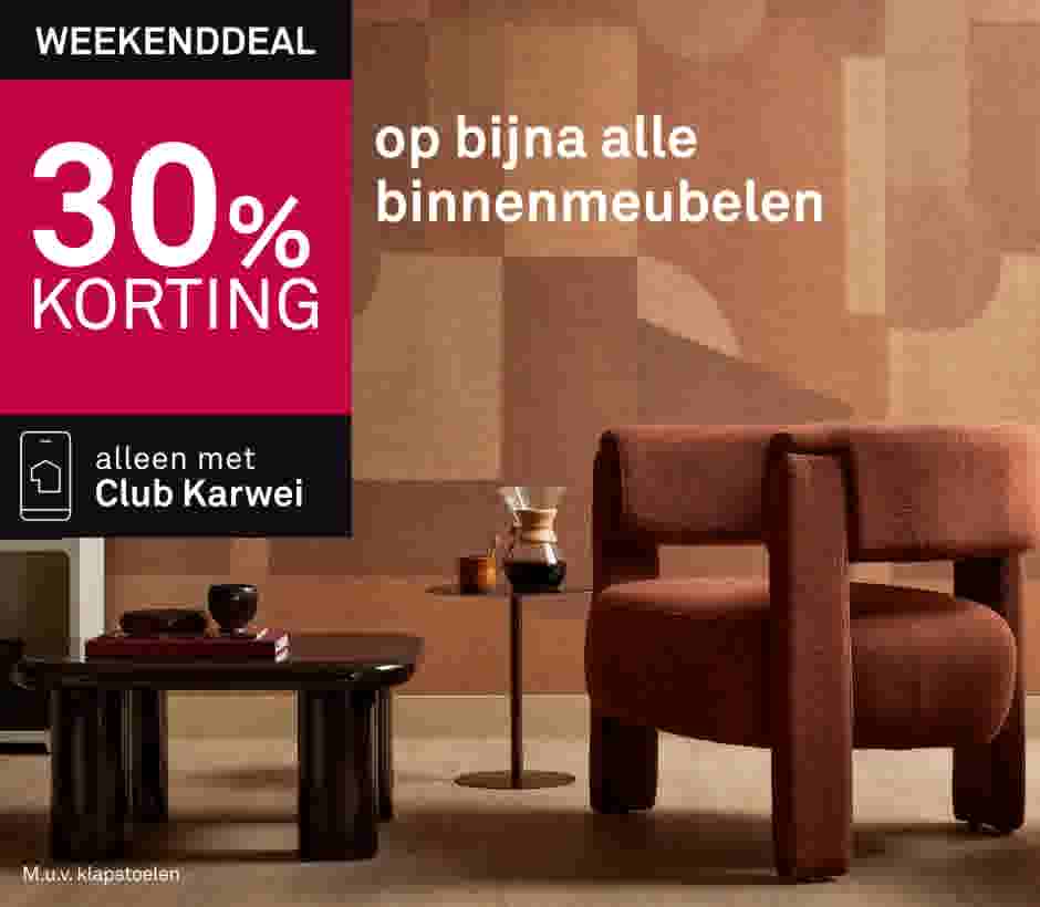 30% korting op bijna alle binnenmeubelen
