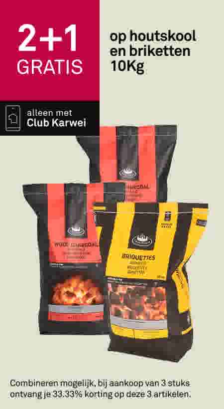 2+1 gratis op houtskool en briketten 10Kg