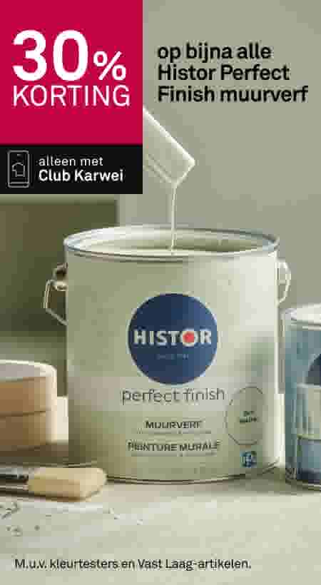 30% korting op bijna alle Histor Perfect Finish muurverf