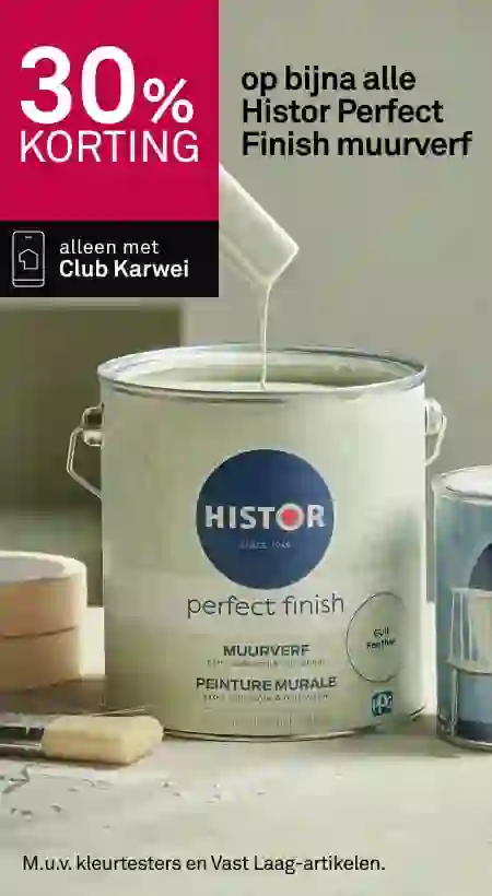 30% korting op bijna alle Histor Perfect Finish muurverf