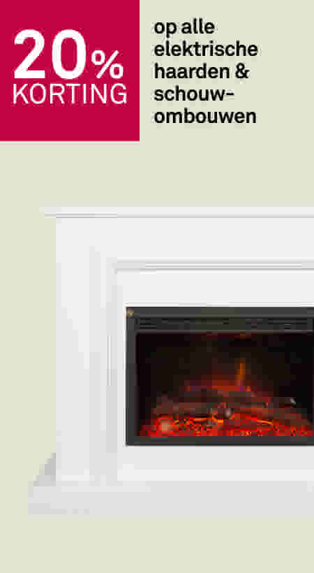 20% korting op alle elektrische haarden & schouwombouwen