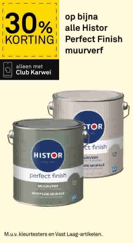 30% korting op bijna  alle Histor Perfect Finish muurverf