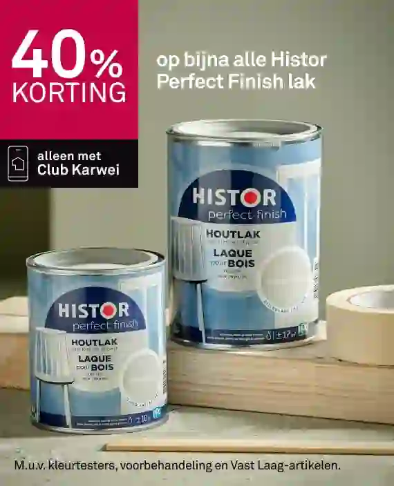 40% korting op bijna alle Histor Perfect Finish lak