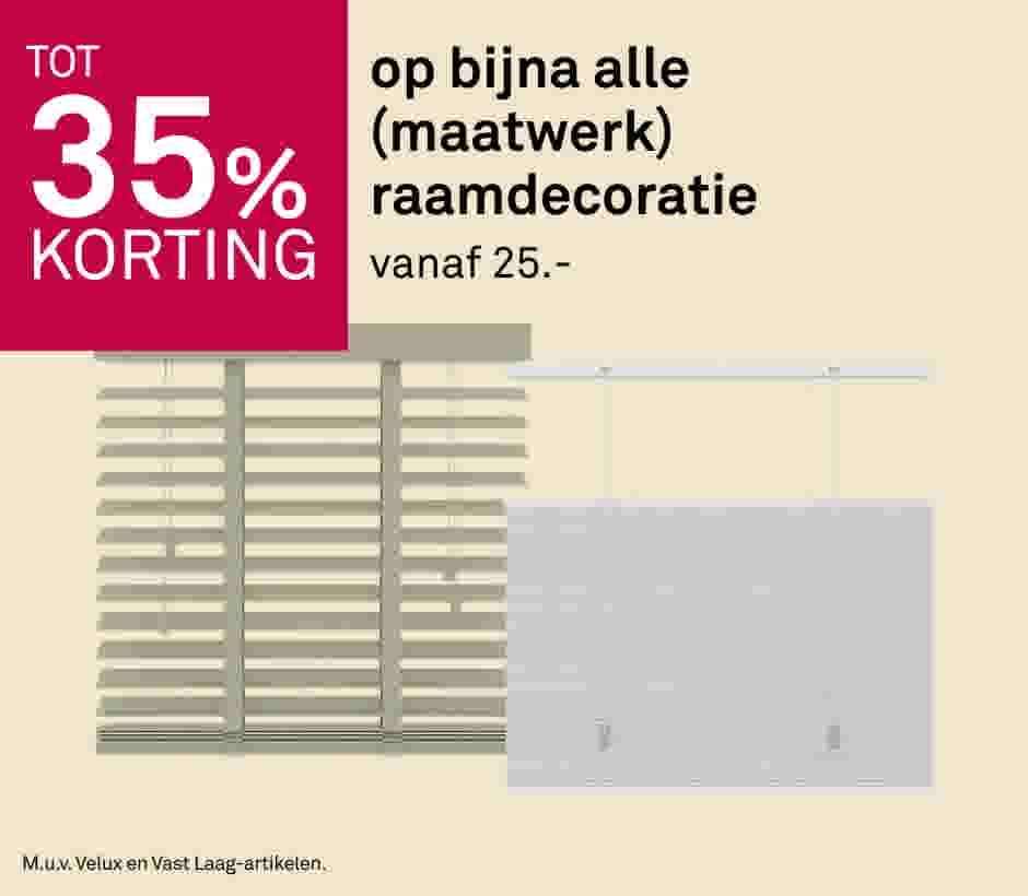 Tot 35% korting op bijna alle (maatwerk) raamdecoratie