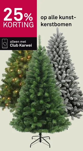 25% korting op alle kunstkerstbomen