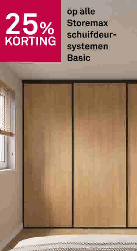 25% korting op alle Storemax schuifdeursystemen Basic