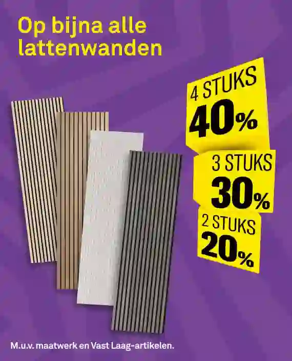 Stapelkorting op bijna alle lattenwanden