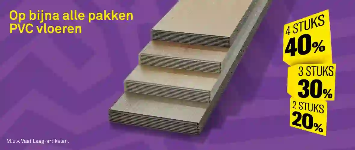 Stapekorting op bijna alle pakken PVC vloeren