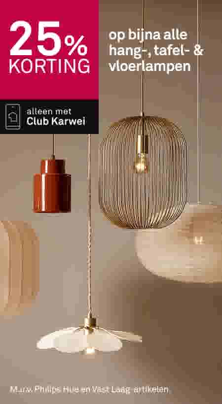 25% korting op alle hang-, tafel- & vloerlampen