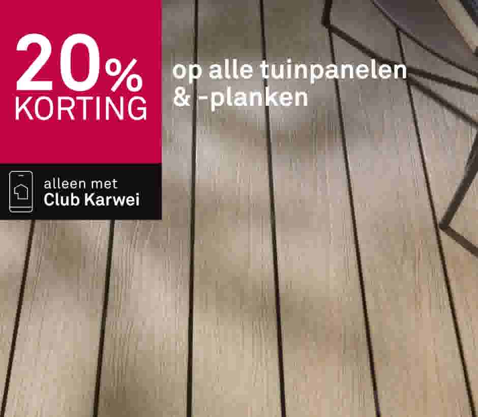 Houten tuinplanken met promotie: 20% korting op alle tuinpanelen en -planken, alleen met Club Karwei