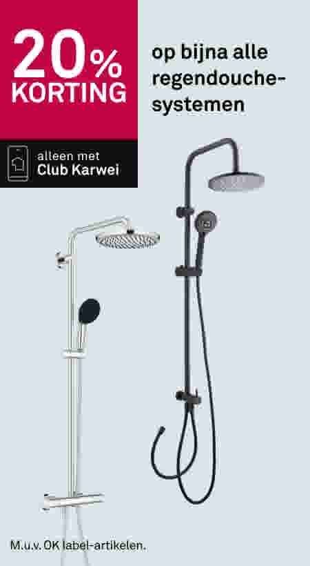 20% korting op bijna alle regendouchesystemen