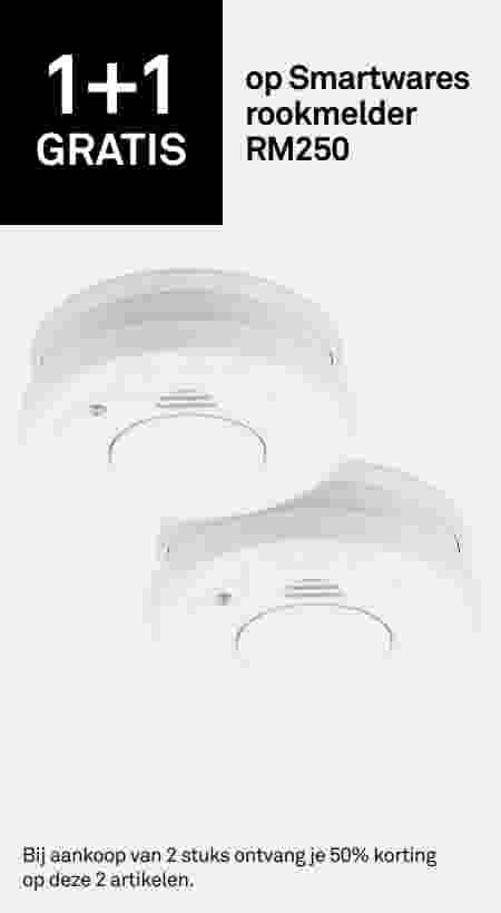 1+1 gratis op Smartwares rookmelder RM250