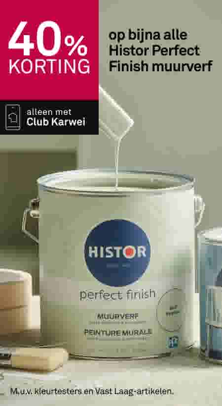 40% korting op bijna alle Histor Perfect Finish muurverf