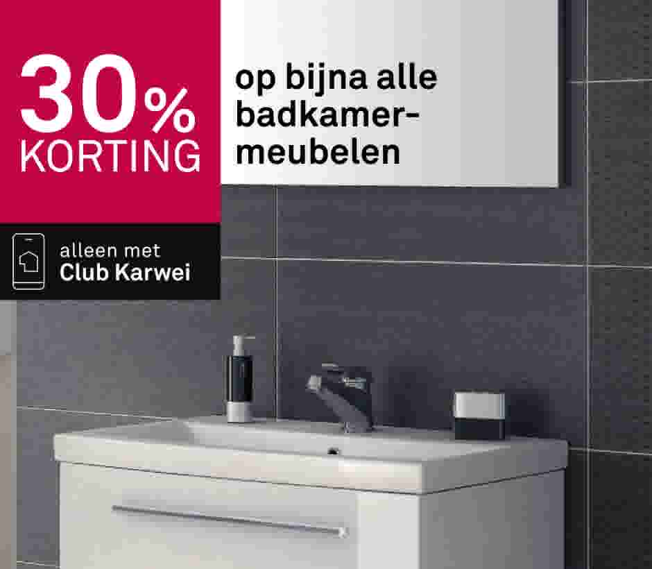 30% korting op bijna alle badkamermeubelen