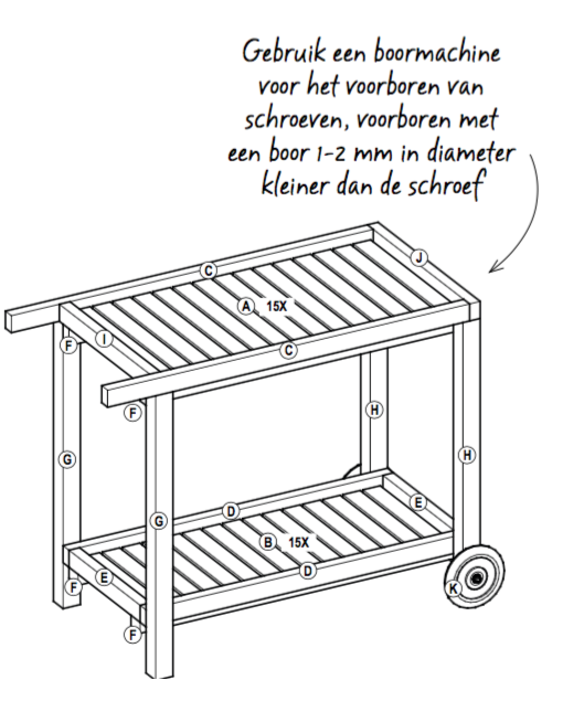 Houten buitentrolley KARWEI