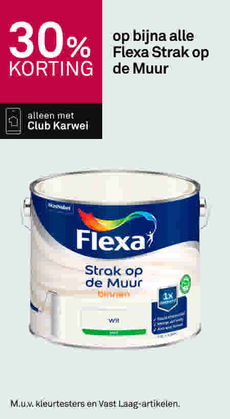 30% korting op bijna alle Flexa Strak op de Muur
