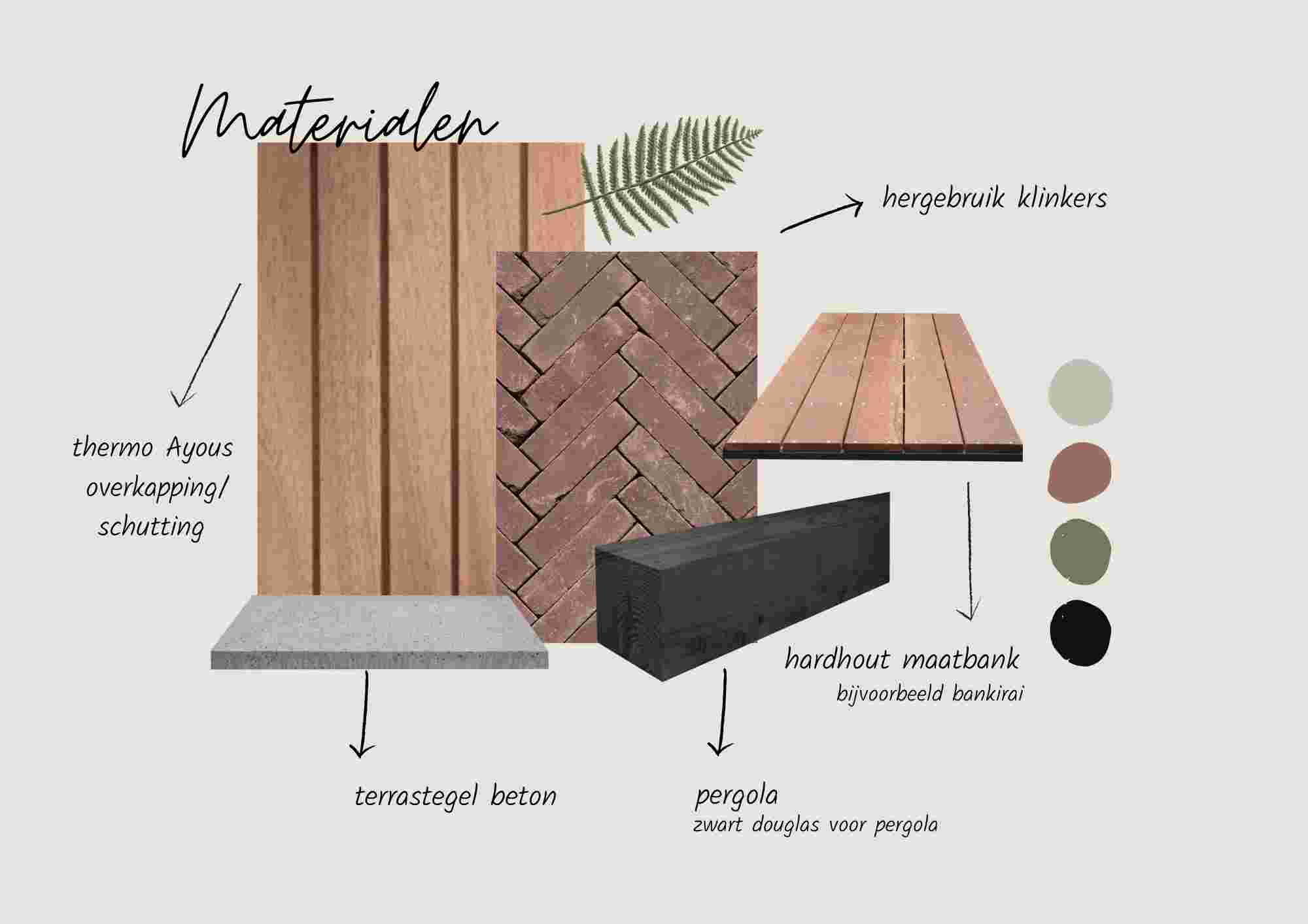 Gebruikte materialen voor tuinontwerp van een stadstuin