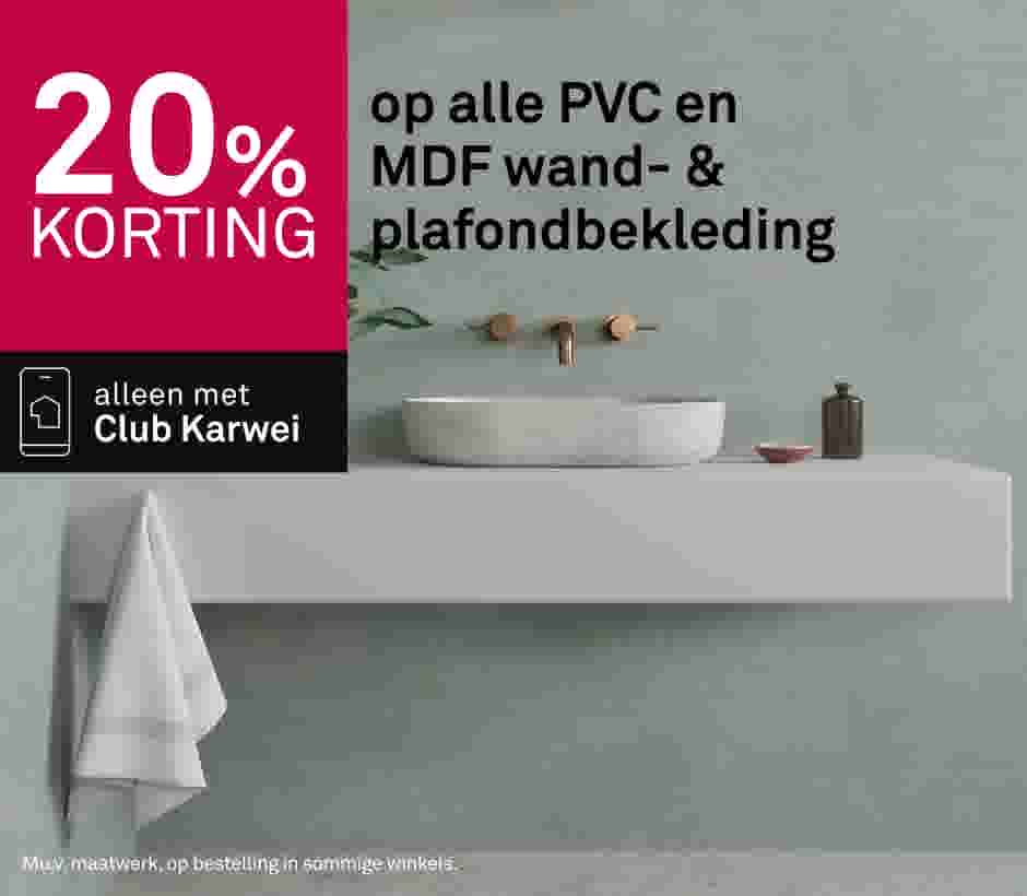 20% korting op alle PVC en MDF wand- & plafondbekleding