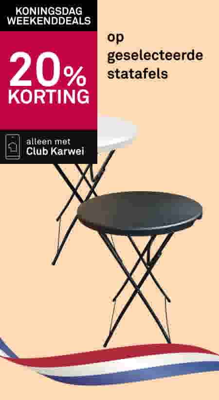 20% korting op geselecteerde statafels