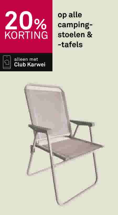 20% korting op alle campingstoelen & -tafels
