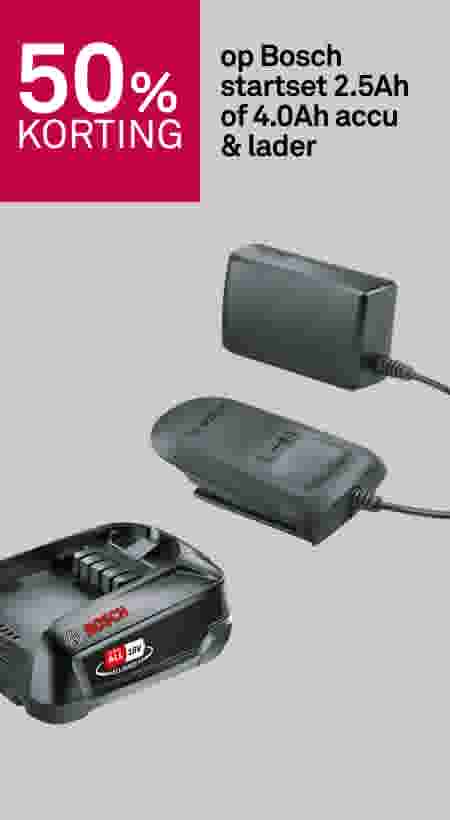 50% korting op Bosch startset 2.5Ah of 4.0Ah accu & lader