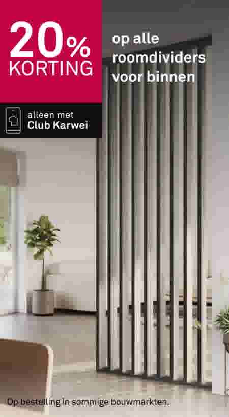 Moderne grijze verticale roomdivider in lichte woonkamer met planten, 20% korting met Club Karwei