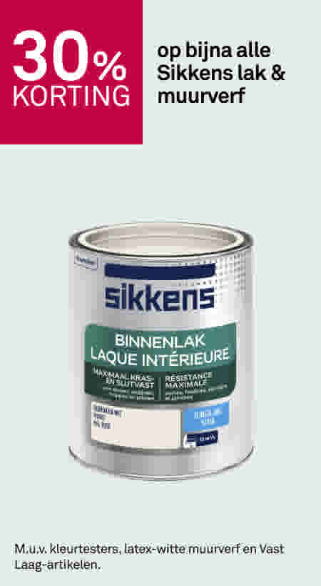 30% korting op bijna alle Sikkens lak & muurverf