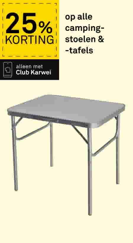 25% korting op alle campingstoelen & -tafels