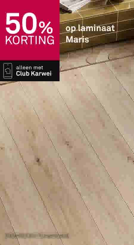 50% korting op laminaat Maris, alleen met Club Karwei, lichte houten vloer met natuurlijke houtstructuur