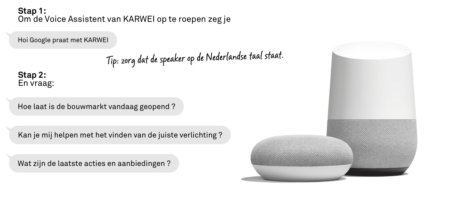 Praat met KARWEI via Google