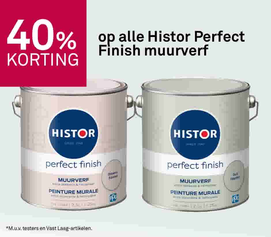 40% korting op alle Histor Perfect Finish muurverf