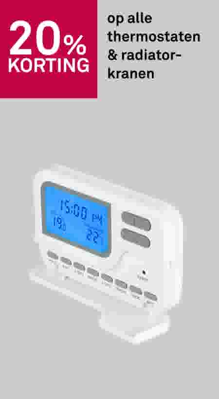 20% korting op alle thermostaten & radiatorkranen