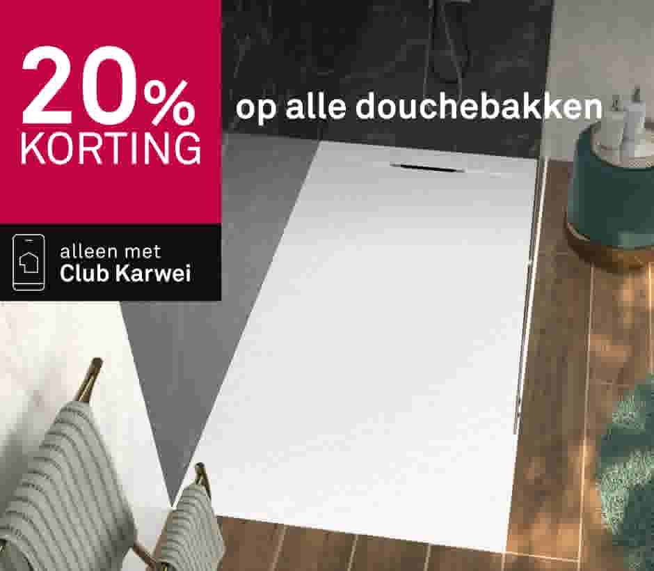 20% korting op alle douchebakken