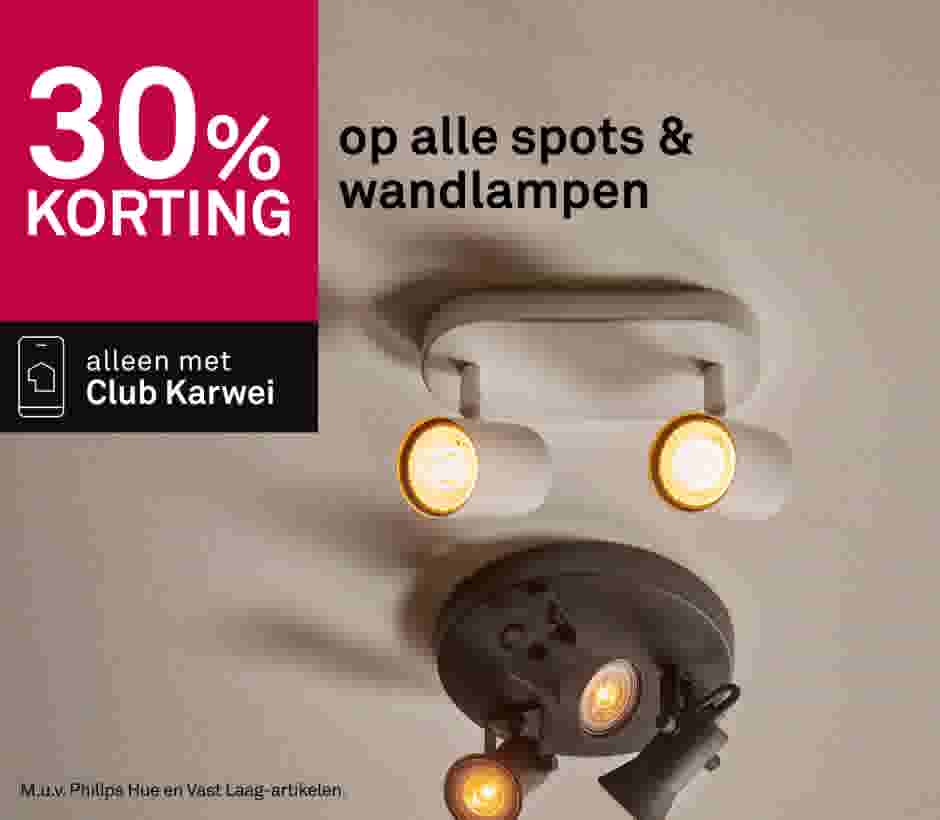 30% korting op alle spots & wandlampen