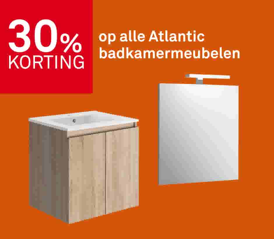30% korting op alle Atlantic badkamermeubelen