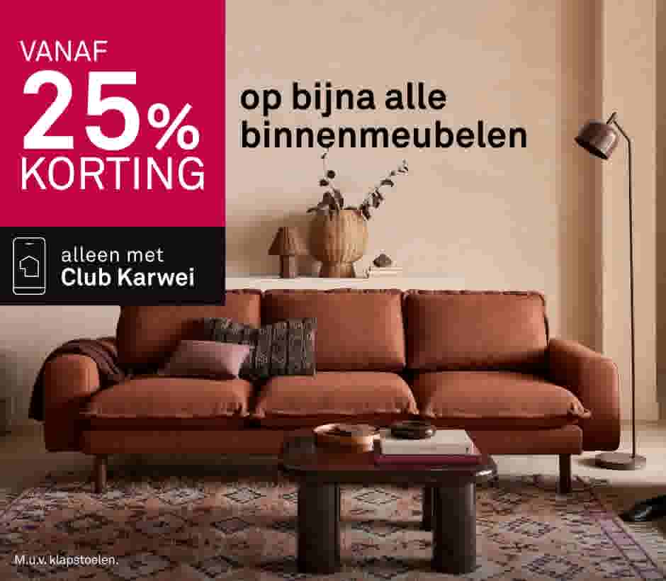 Vanaf 25% korting op bijna alle binnenmeubelen