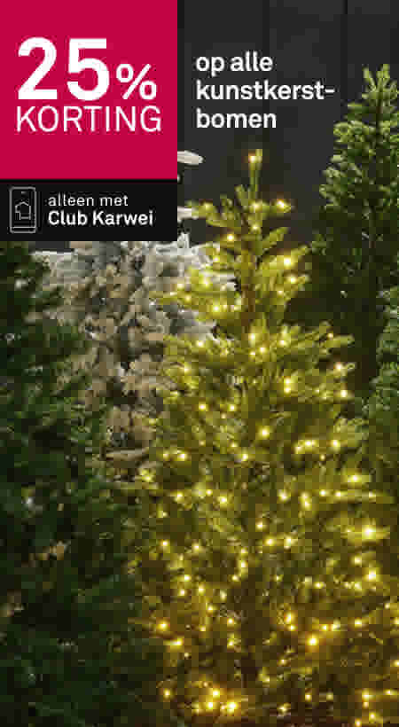 25% korting op alle kunstkerstbomen