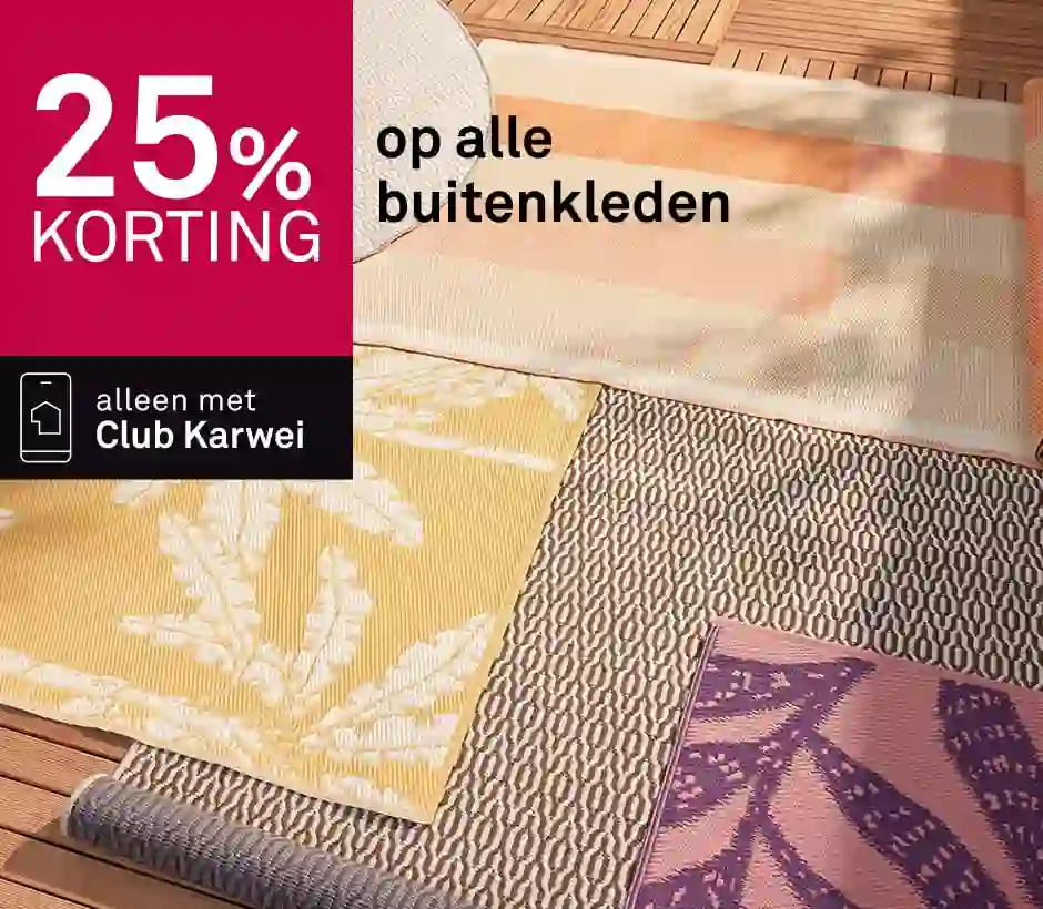 25% korting op alle buitenkleden