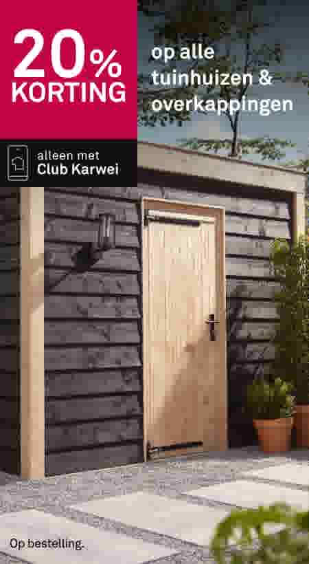 20% korting op alle tuinhuizen & overkappingen