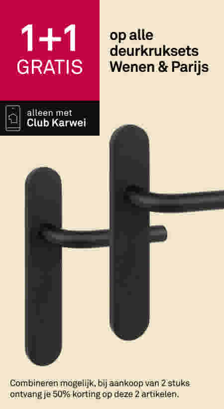 1+1 gratis op alle deurkruksets Wenen & Parijs
