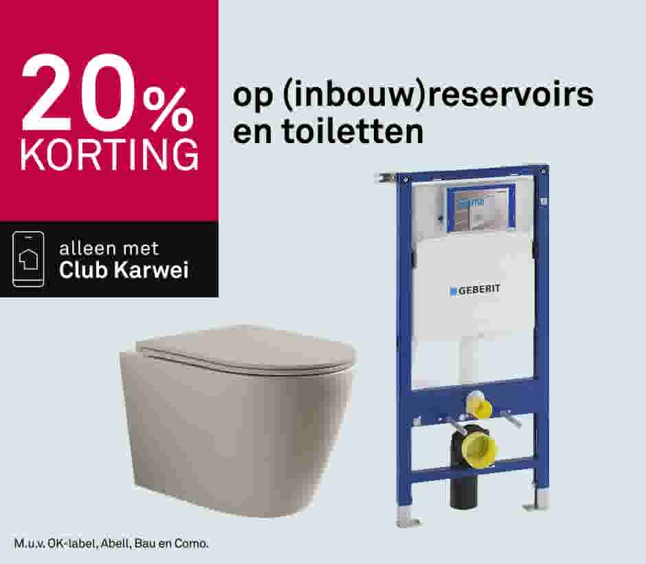 20% korting op (inbouw)reservoirs en toiletten