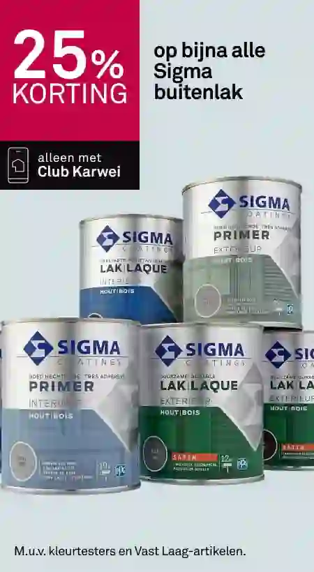 25% korting op bijna alle Sigma buitenlak