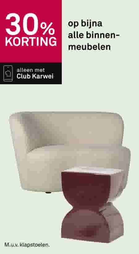 30% korting op bijna alle binnenmeubelen