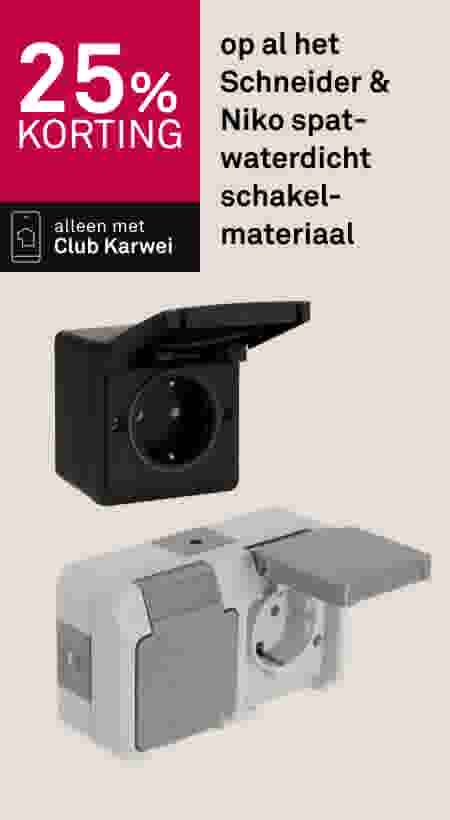 25% korting op al het Schneider & Niko spatwaterdicht schakelmateriaal