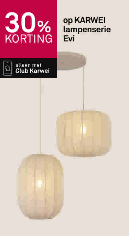 30% korting op KARWEI lampenserie Evi